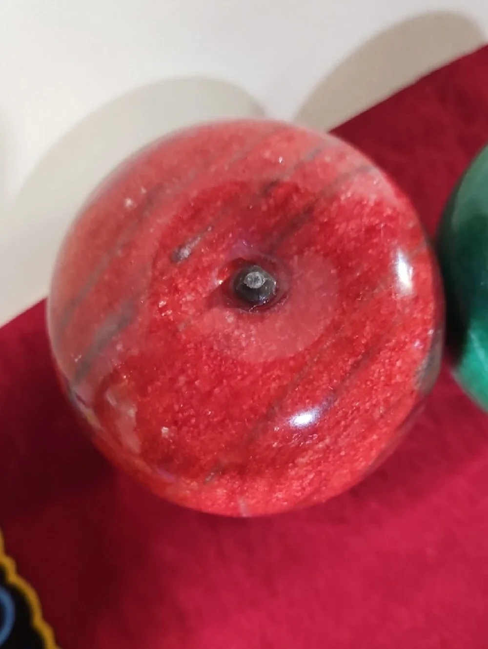 VTG Polished Alabaster Marble Onyx Apple Desk Decor Set of 2